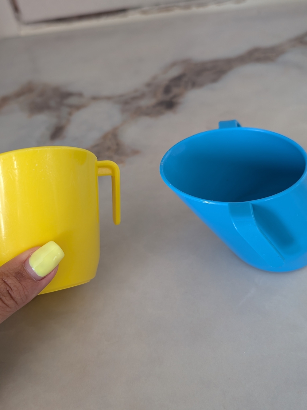Bright Yellow and Blue Plastic Cups Set